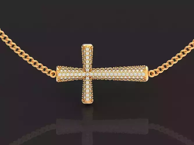  Sideways Cross Necklace for Women 1132
