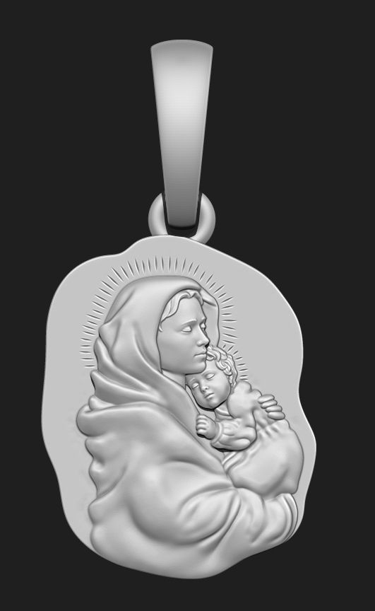 A VIRGO PENDANT WITH A CHILD Printable Model 3D print model_1