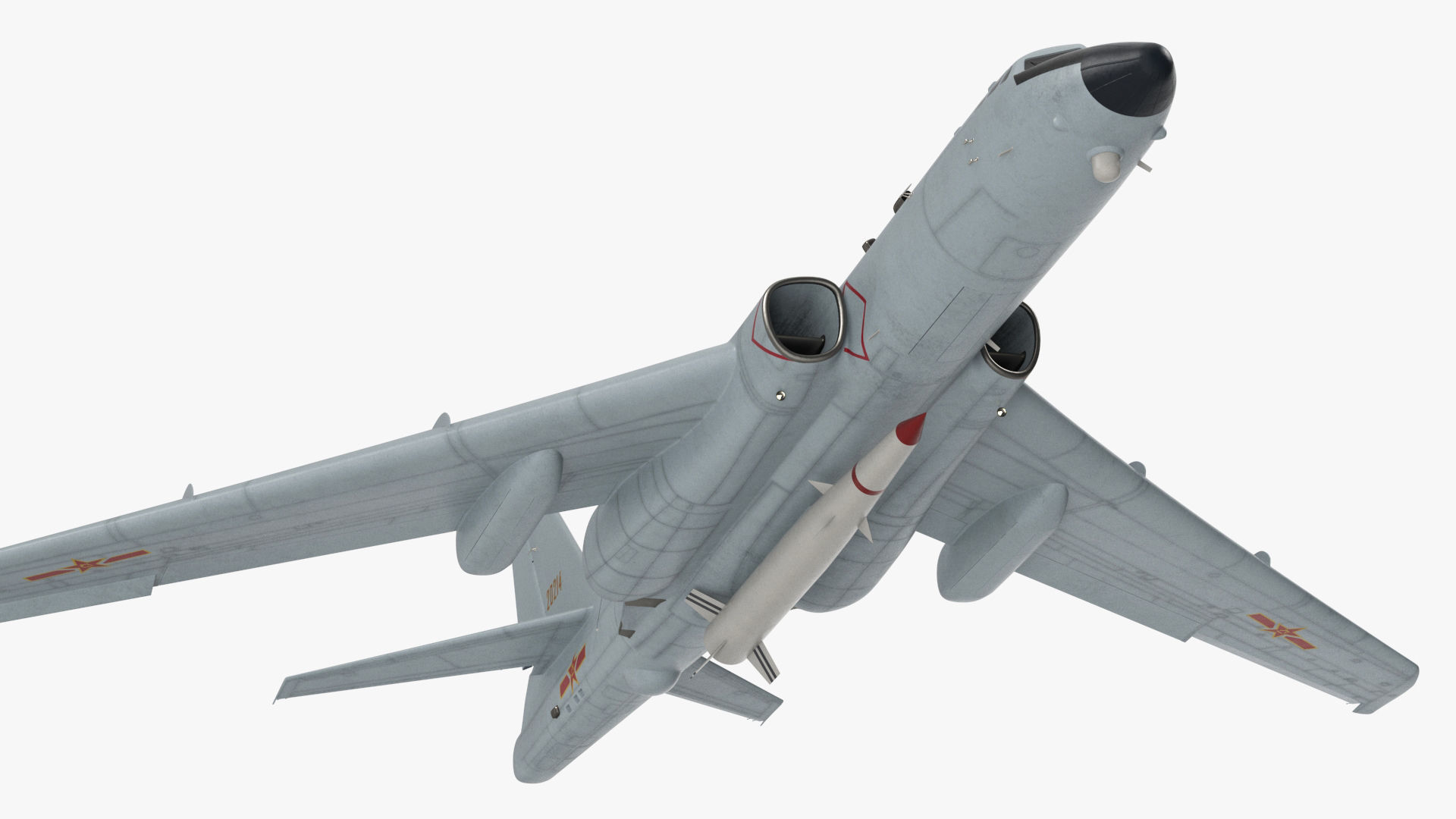 Xian H-6 China Strategic Bomber with Strategic Strike Weapon Rig 3D model