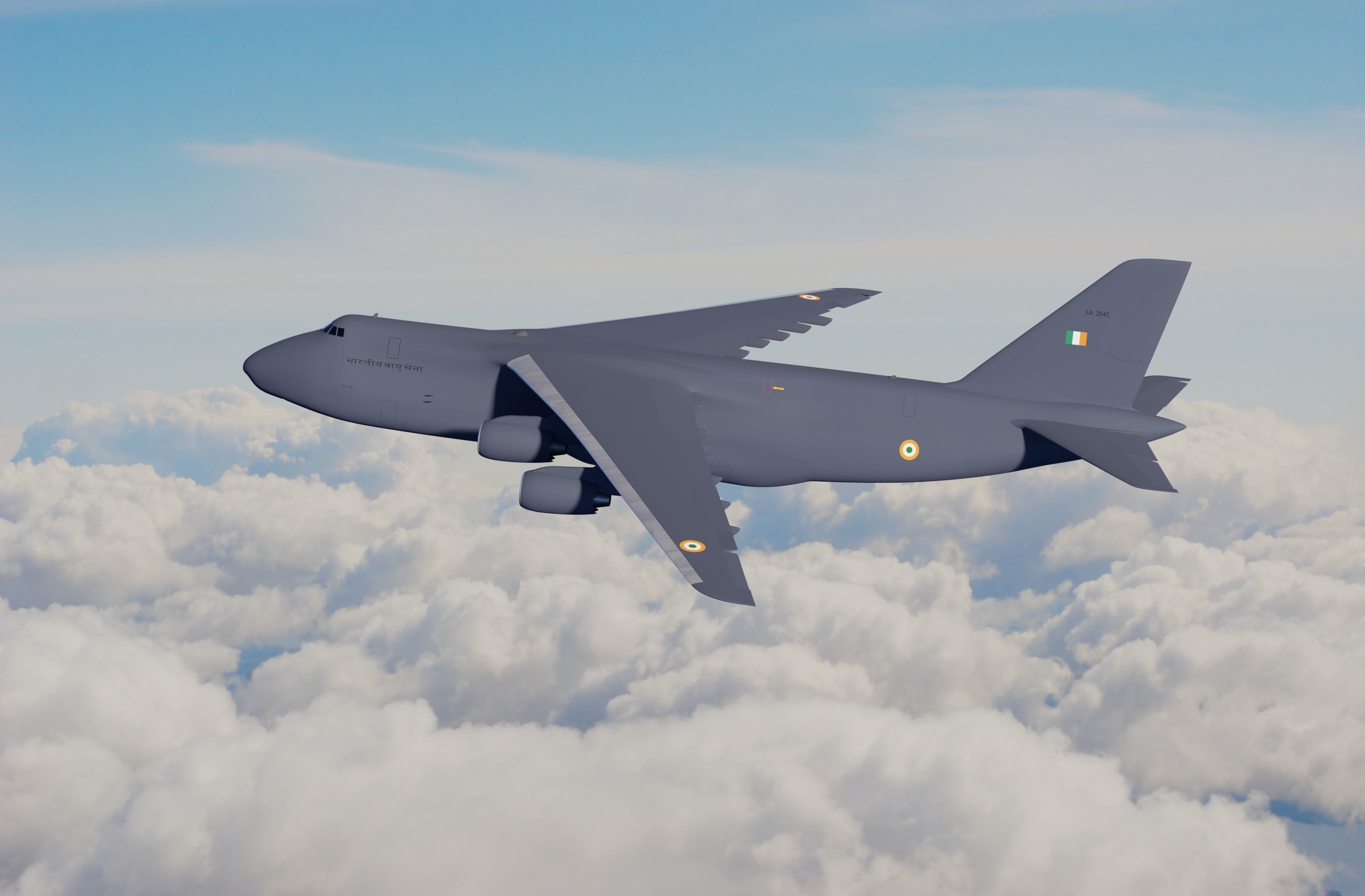 Antonov An124 Model in IAF Colors Low-poly 3D model_6