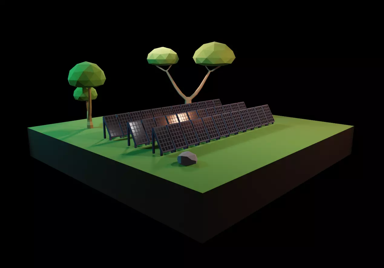 Low-Poly Solar Panels Low-poly 3D model_0