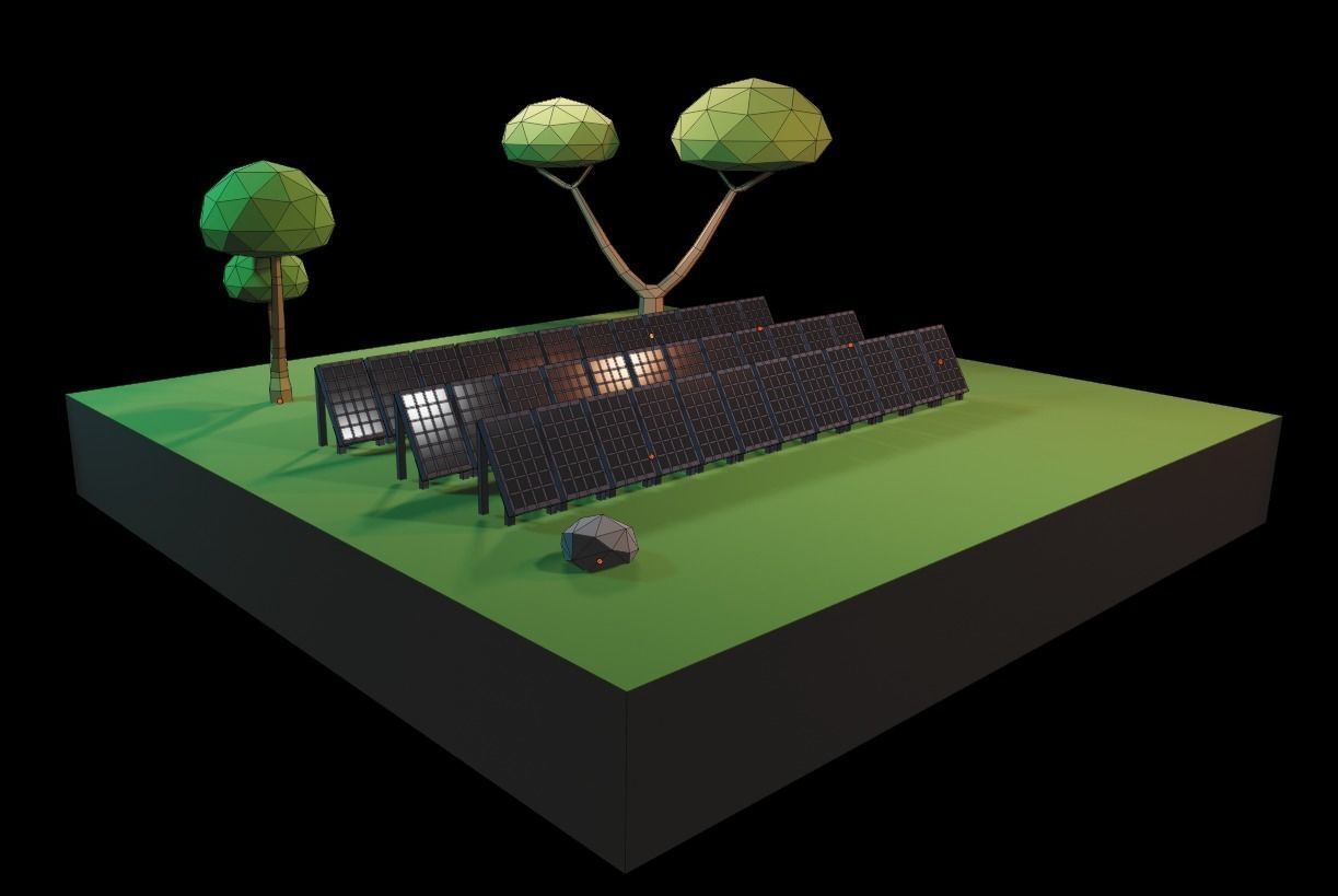 Low-Poly Solar Panels Low-poly 3D model_2