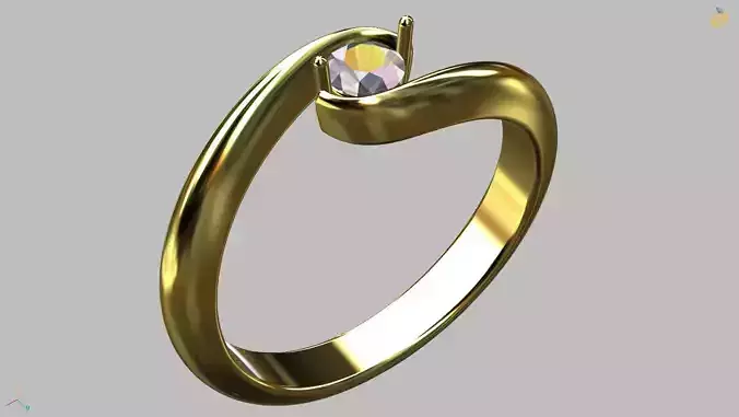 Solitaire Ring 3mm Gem 3D print model