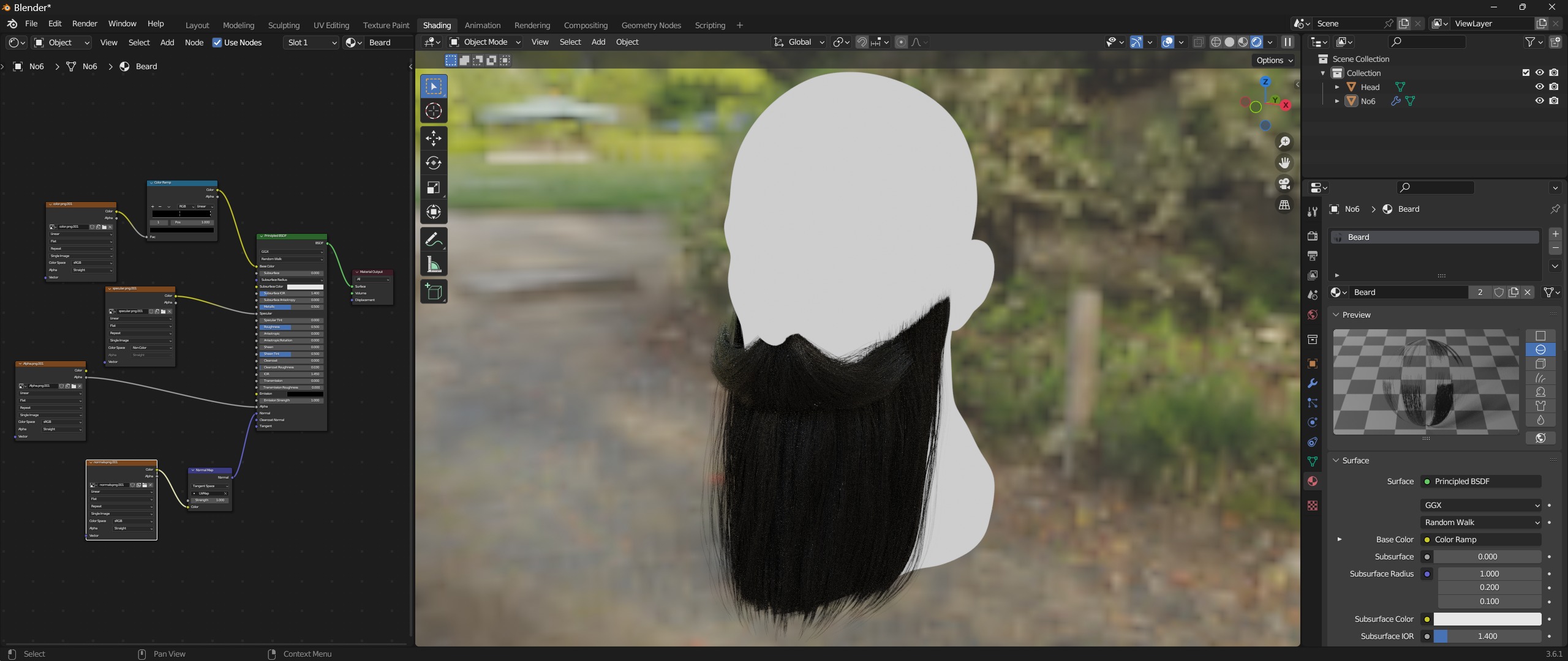 Realtime Beard and Moustache - No6 Low-poly 3D model_1
