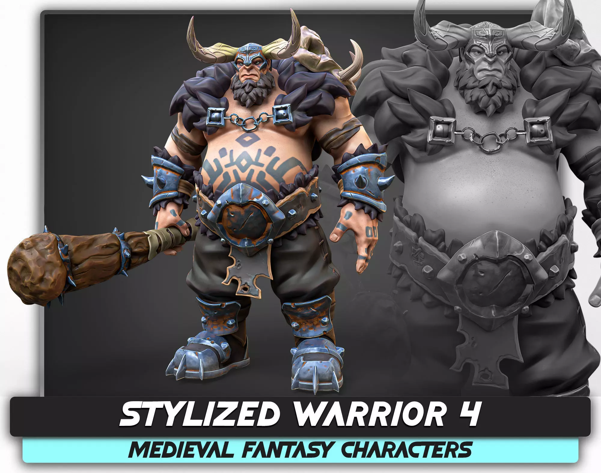 Stylized Warrior 04 - Fantasy Characters - Medieval Heroes - 40 Low-poly 3D model