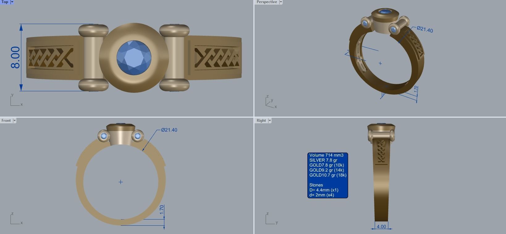 R 100 Arcy Ring  3D print model_8