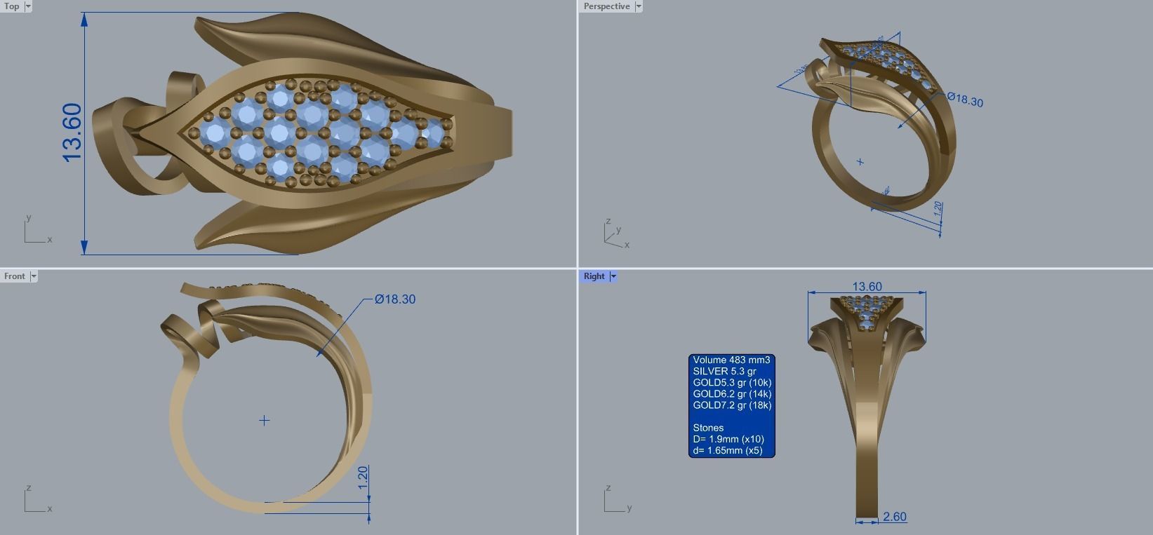 R 106 Leafe style ring 3D print model_11