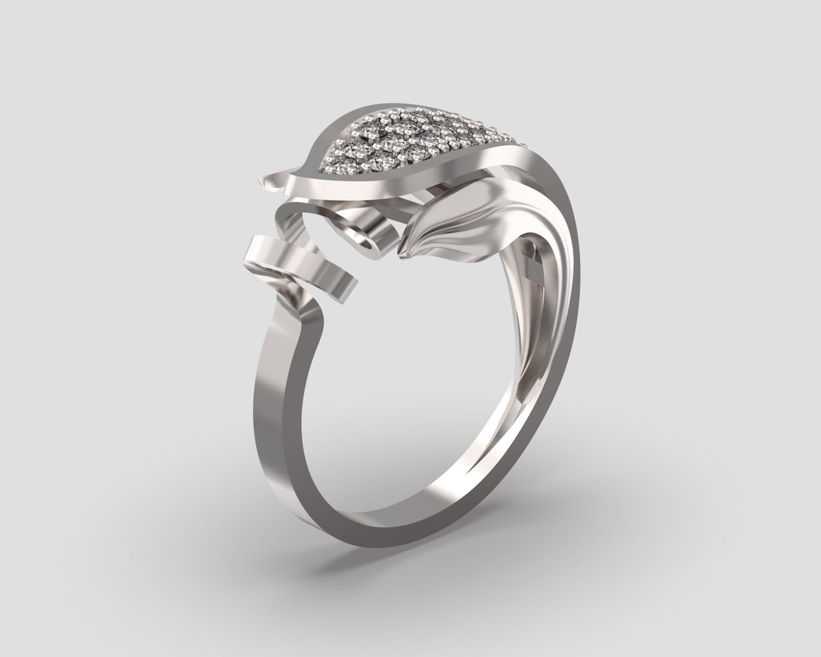 R 106 Leafe style ring 3D print model_10