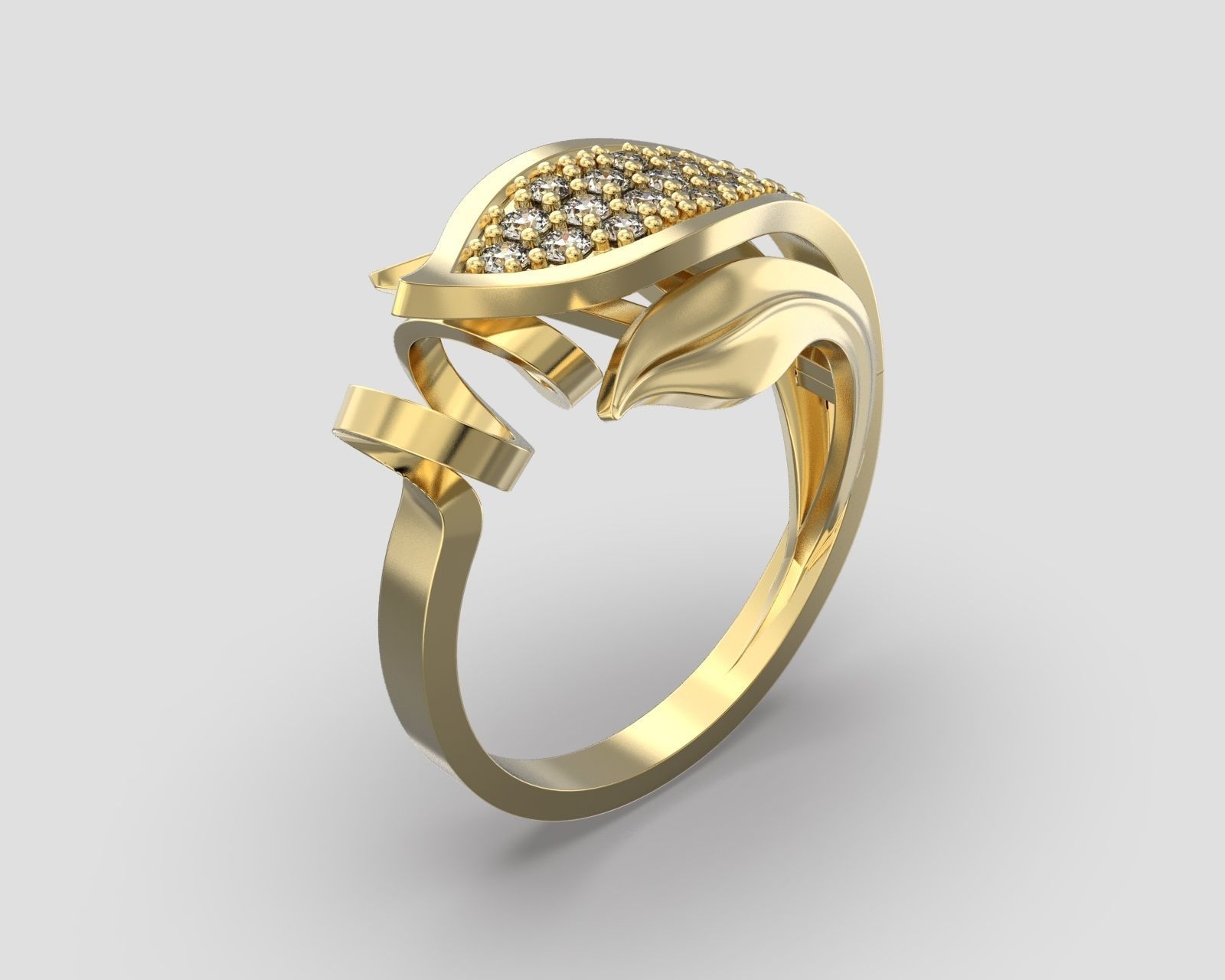 R 106 Leafe style ring 3D print model_1