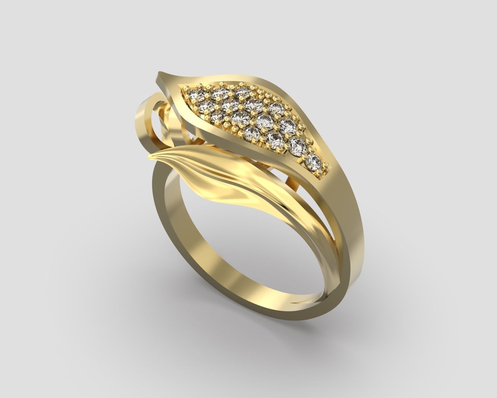 R 106 Leafe style ring 3D print model_2