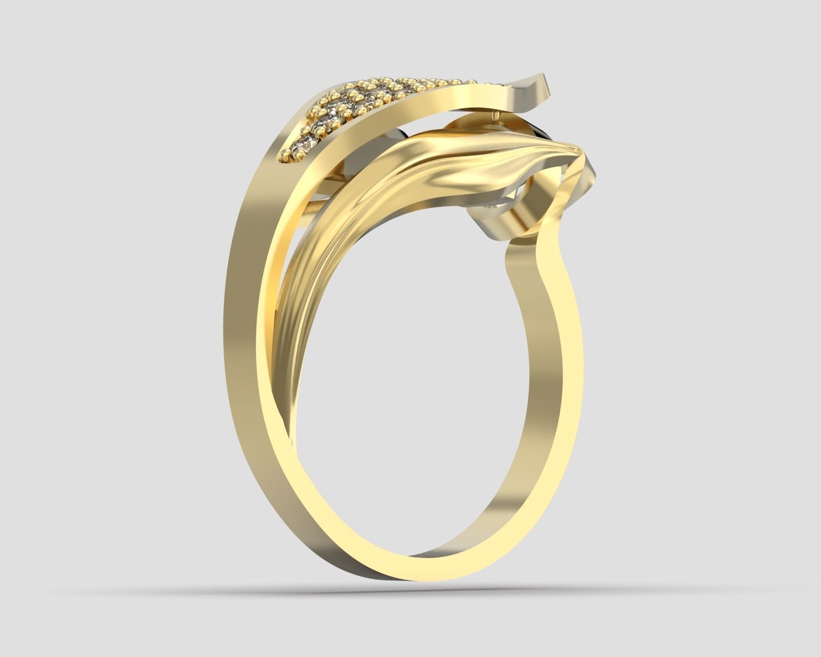R 106 Leafe style ring 3D print model_4