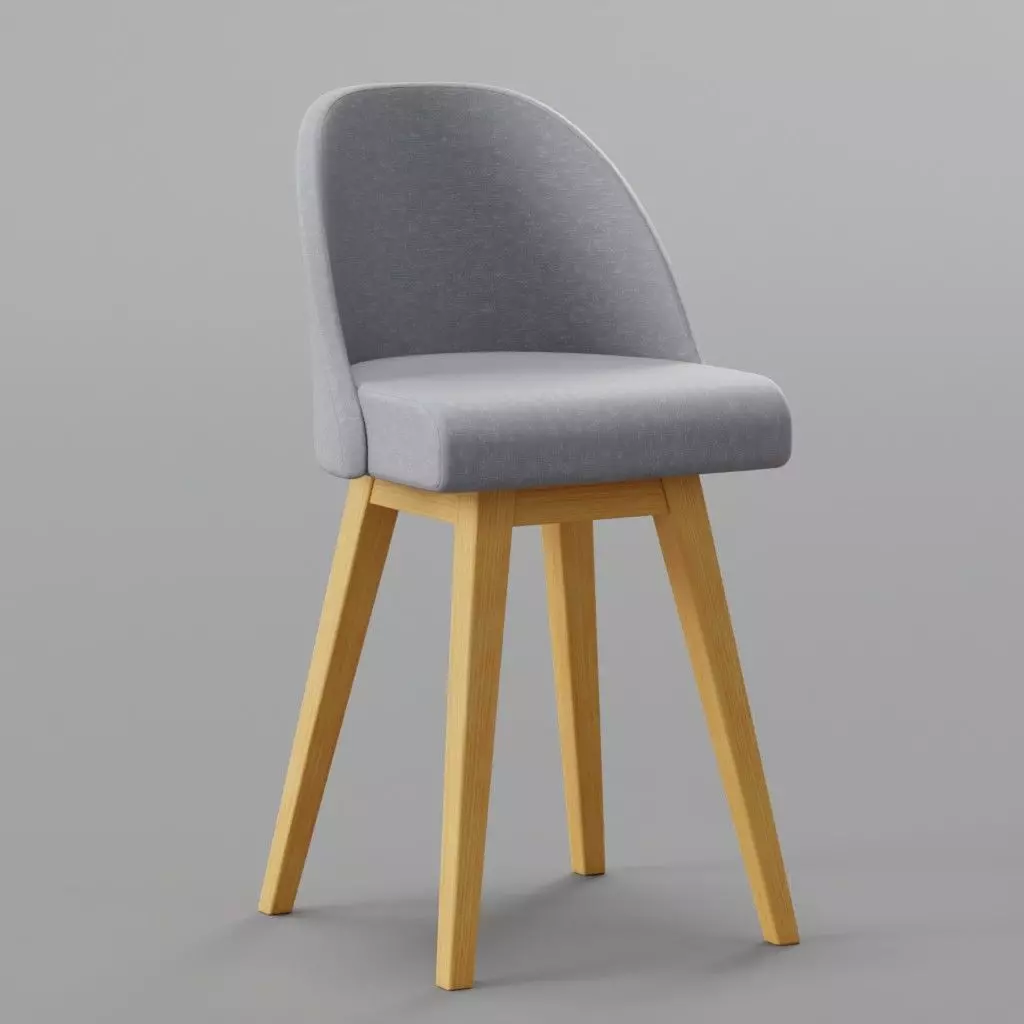Gray Chair Low-poly 3D model_0