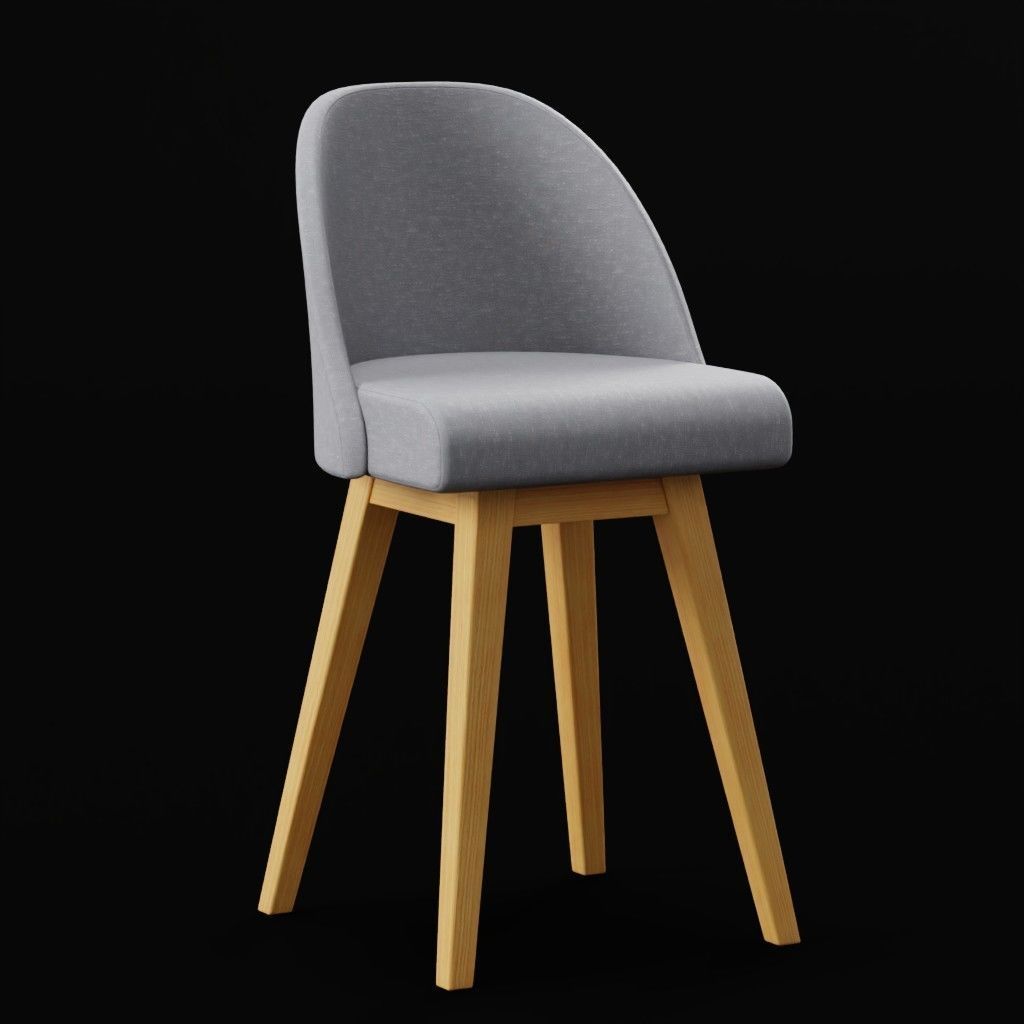 Gray Chair Low-poly 3D model_4