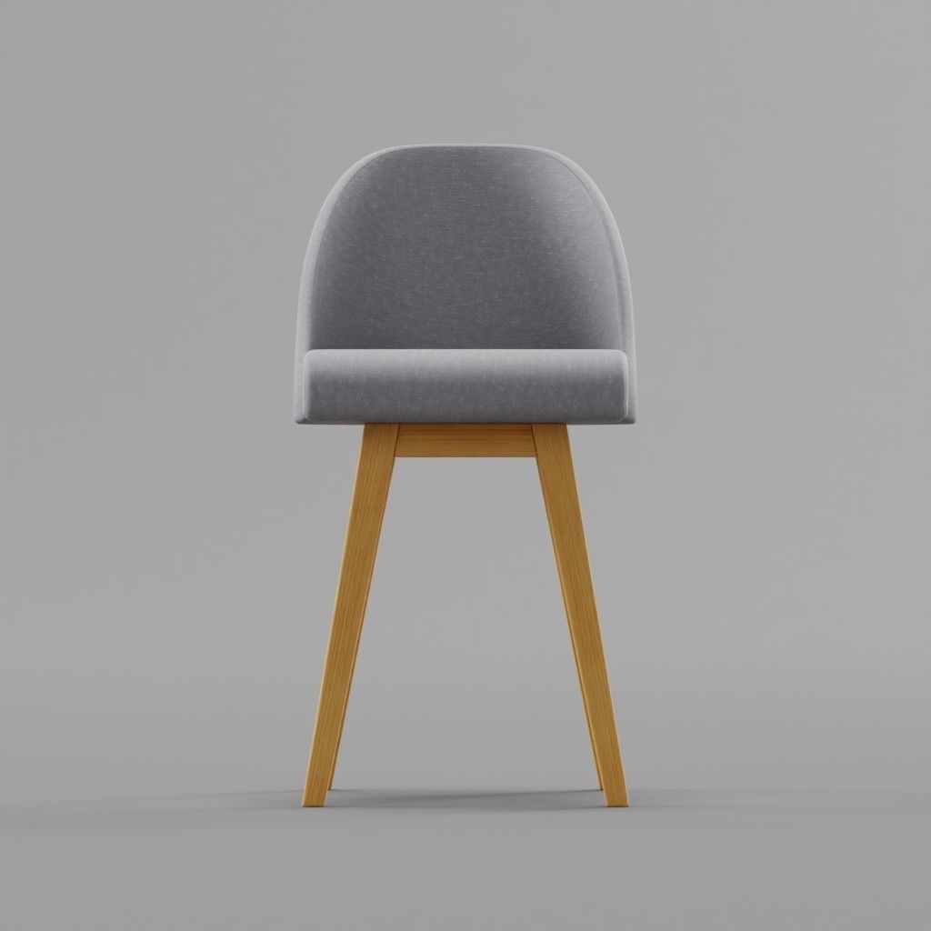 Gray Chair Low-poly 3D model_1