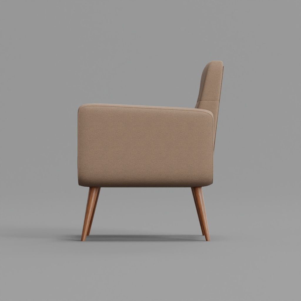Brown Armchair Low-poly 3D model_2