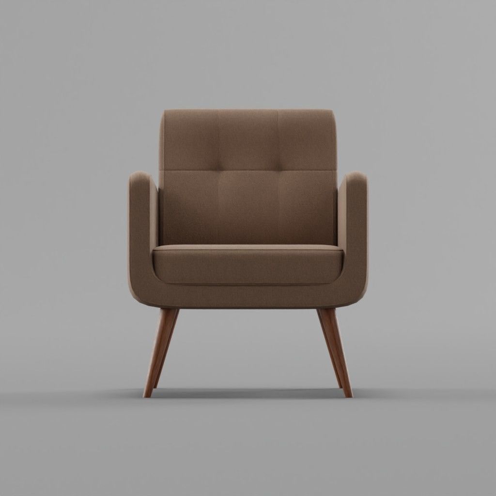 Brown Armchair Low-poly 3D model_1