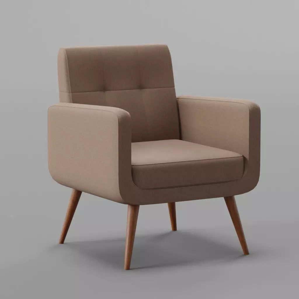 Brown Armchair Low-poly 3D model_0