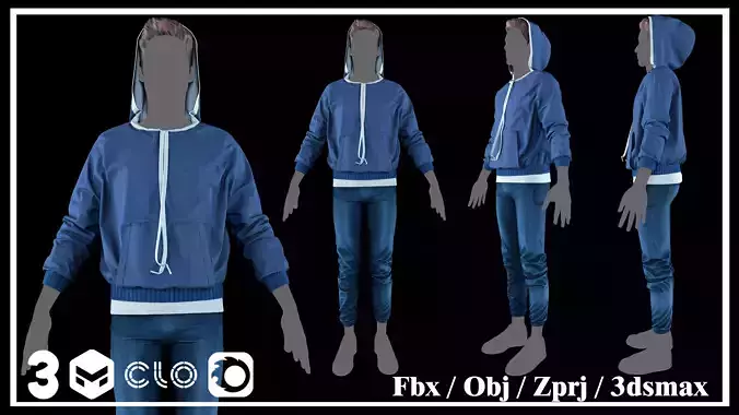 Set of jeans and hoodie for men