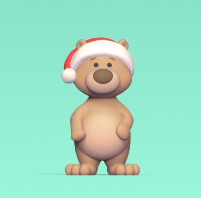 Bear Xmas Hat 3D print model_1