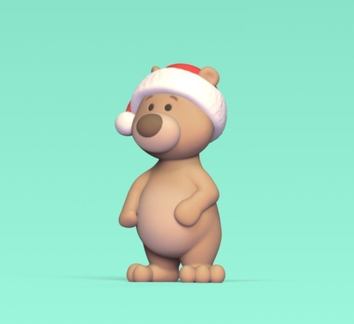 Bear Xmas Hat 3D print model_2