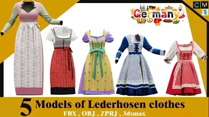 Lederhosen clothes Low-poly 3D model