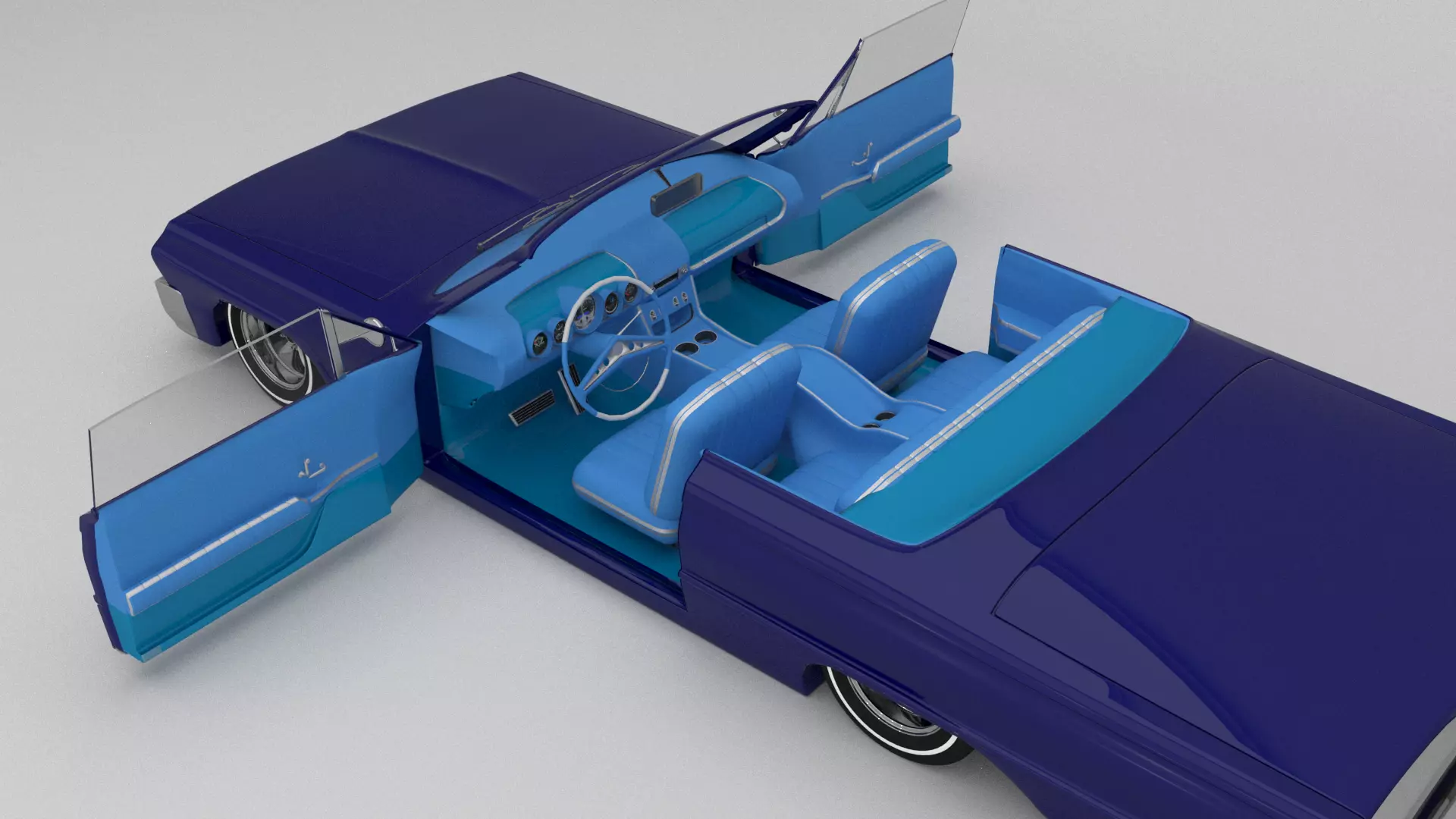 low rider blue impala open door 3D model_0