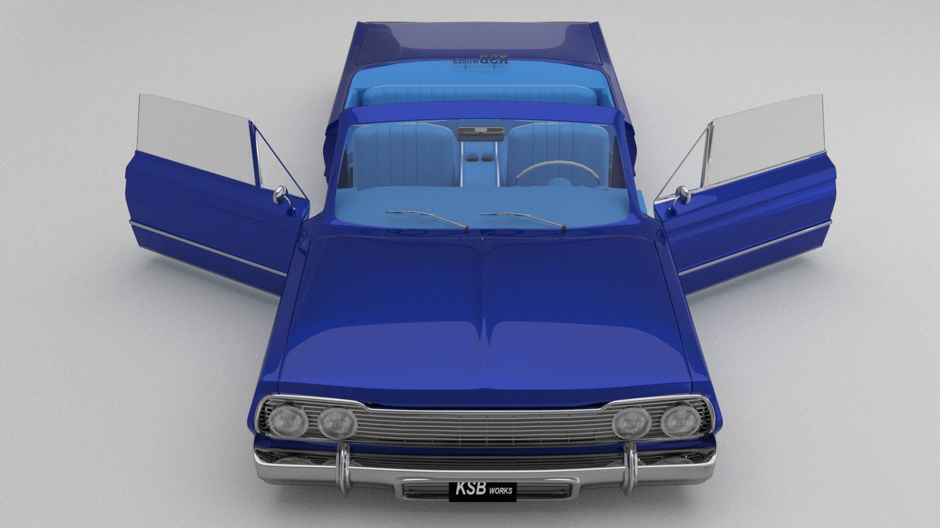low rider blue impala open door 3D model_12