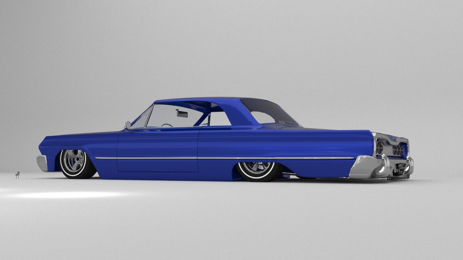 low rider blue impala open door 3D model_2