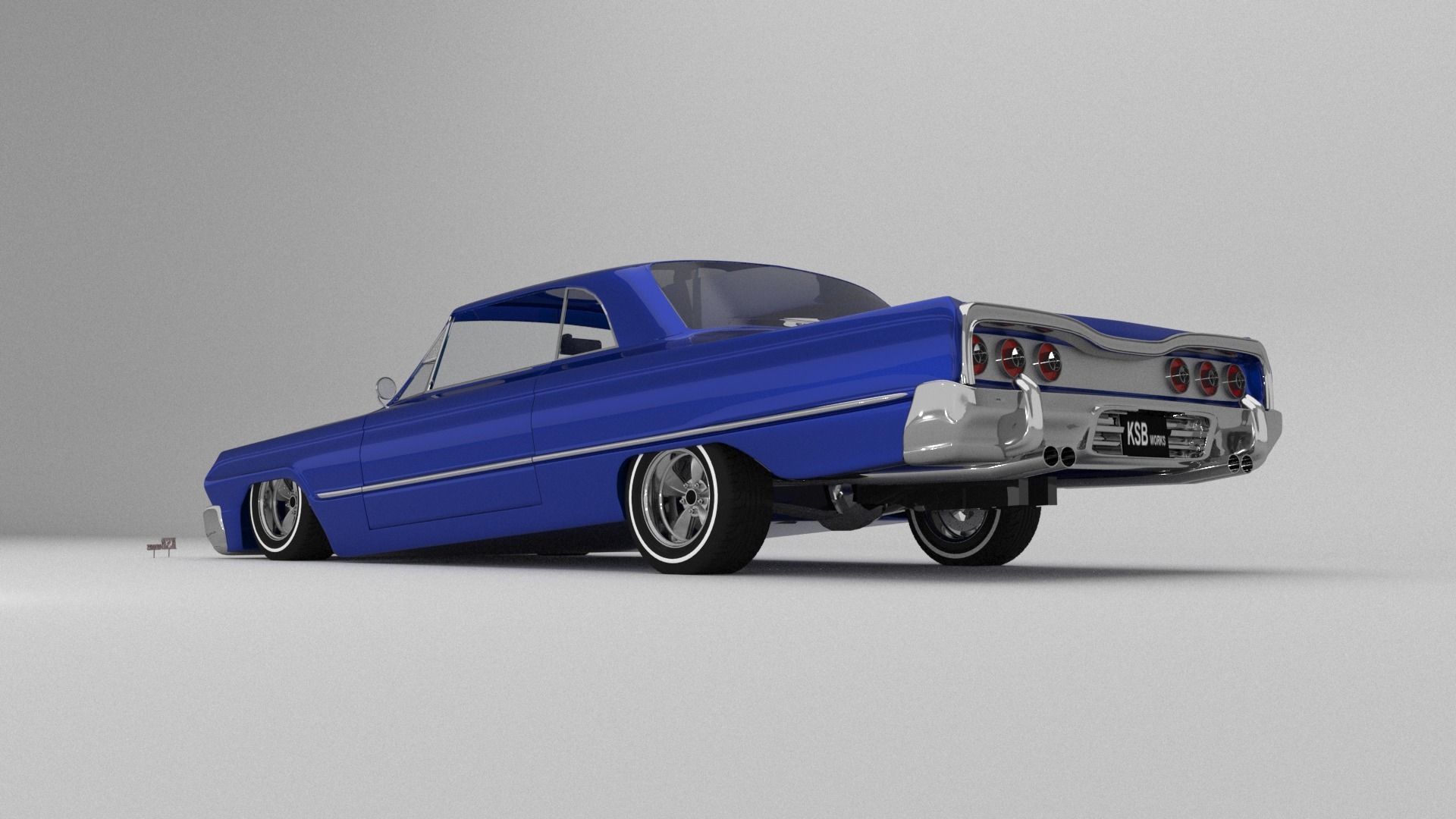 low rider blue impala open door 3D model_1