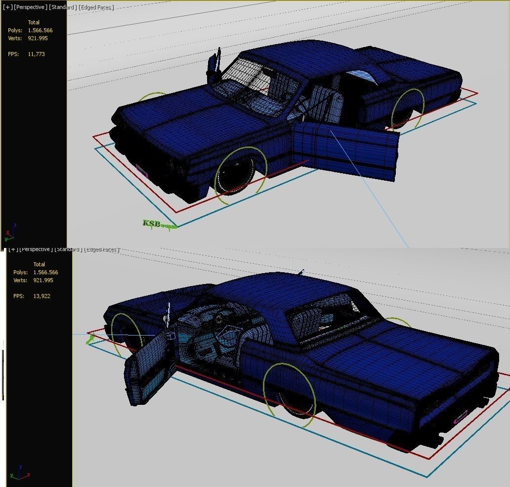 low rider blue impala open door 3D model_5