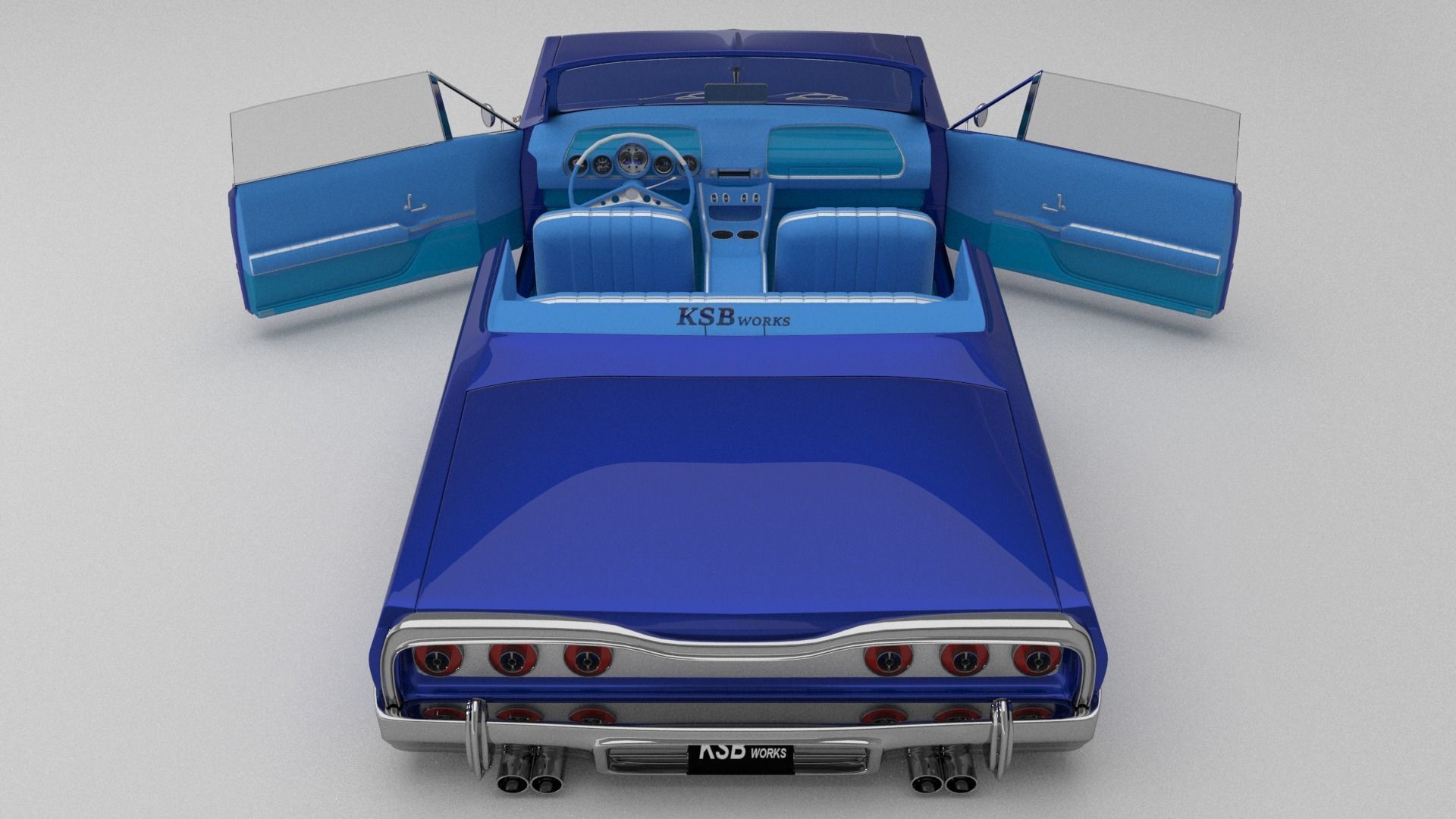 low rider blue impala open door 3D model_13
