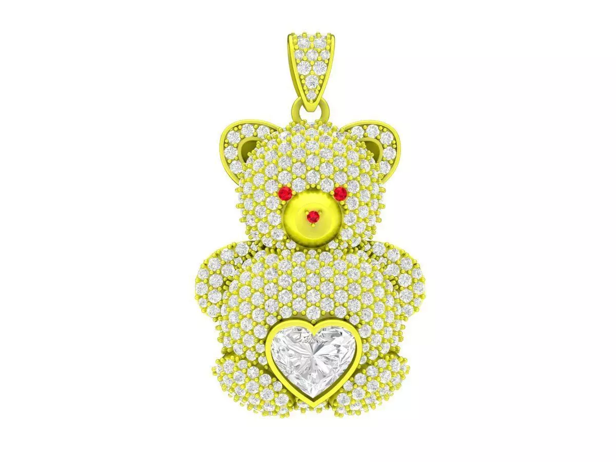 A7831 Diamond Bear Pendant 3D print model_0