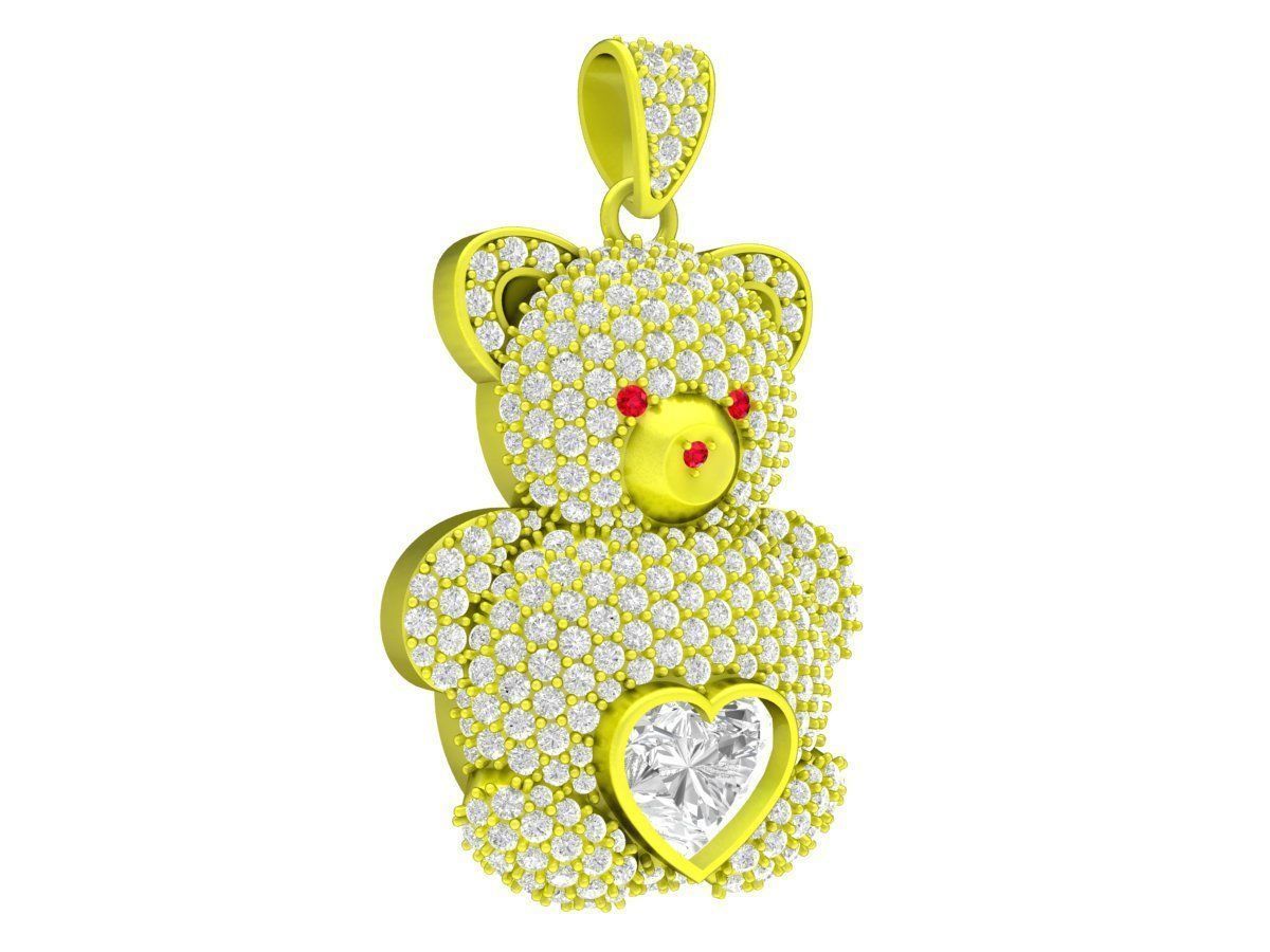 A7831 Diamond Bear Pendant 3D print model_4