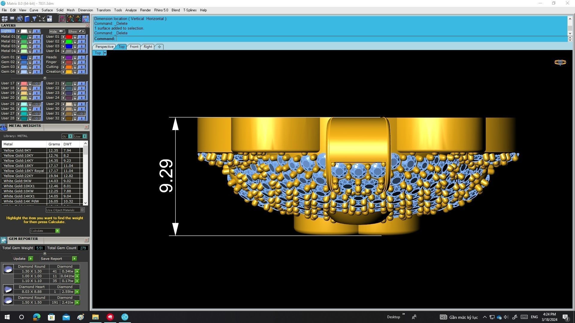 A7831 Diamond Bear Pendant 3D print model_5