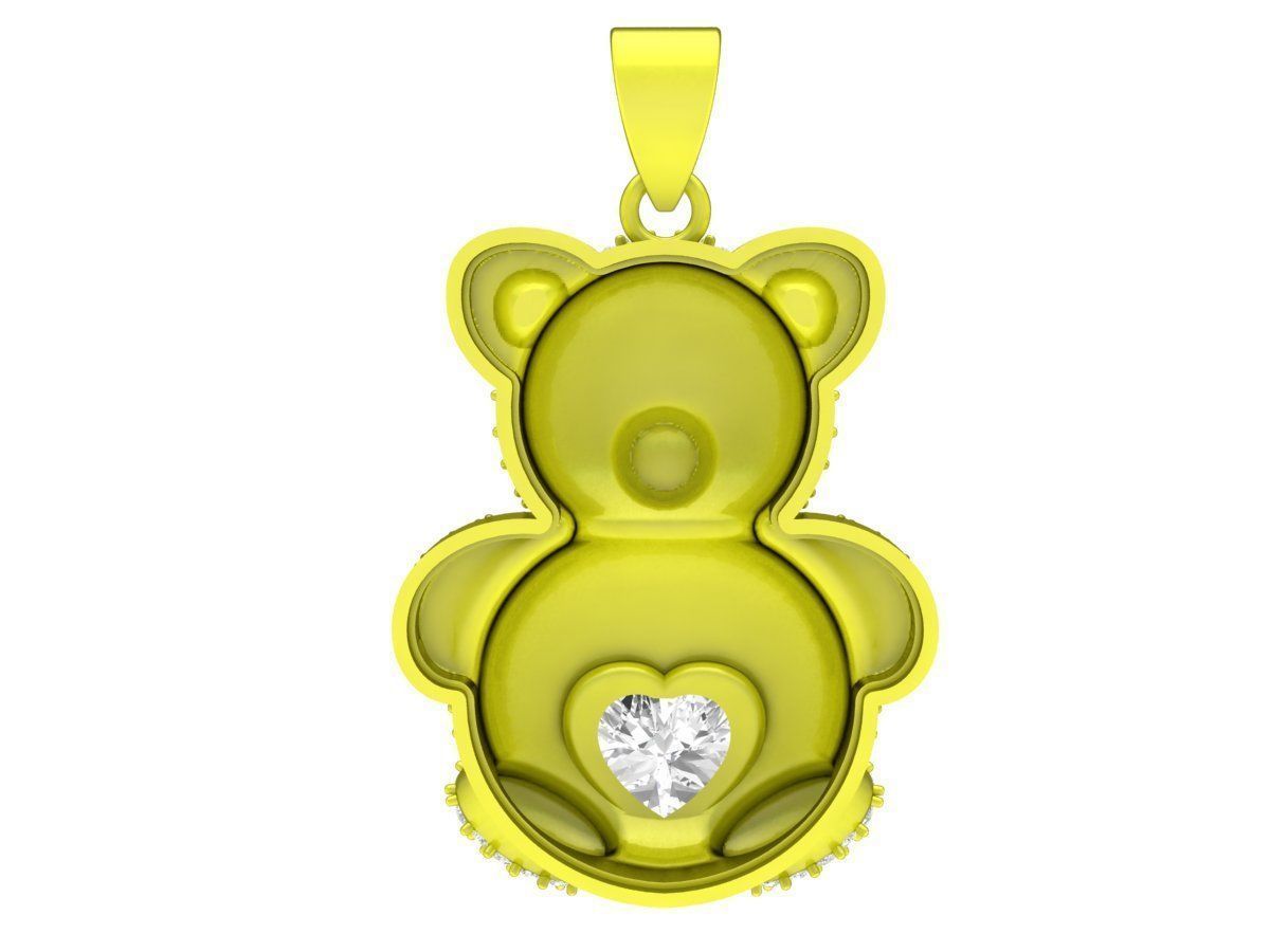 A7831 Diamond Bear Pendant 3D print model_3