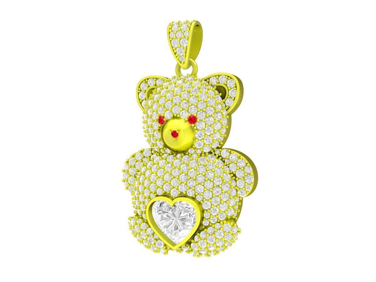 A7831 Diamond Bear Pendant 3D print model_1