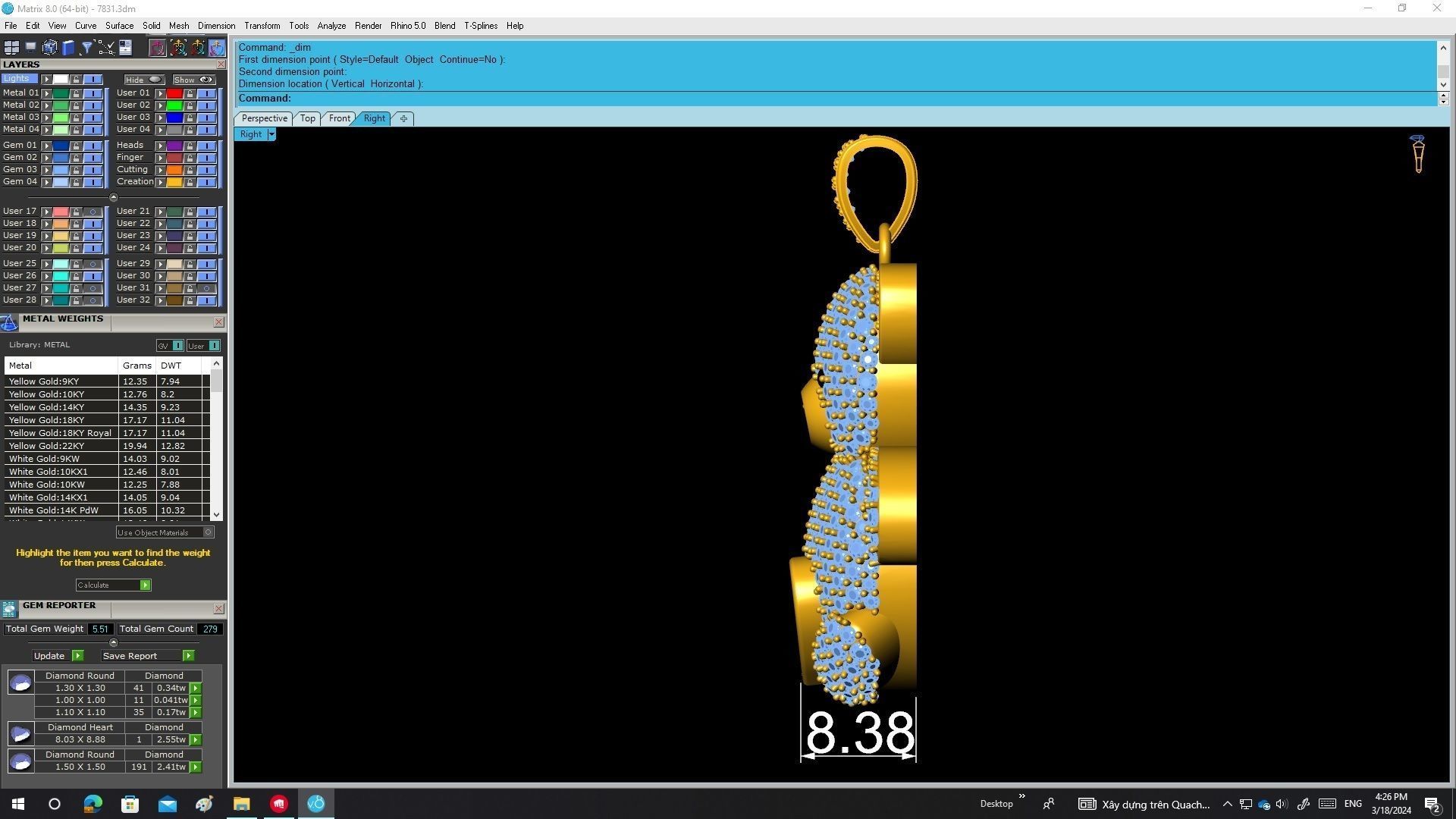 A7831 Diamond Bear Pendant 3D print model_7