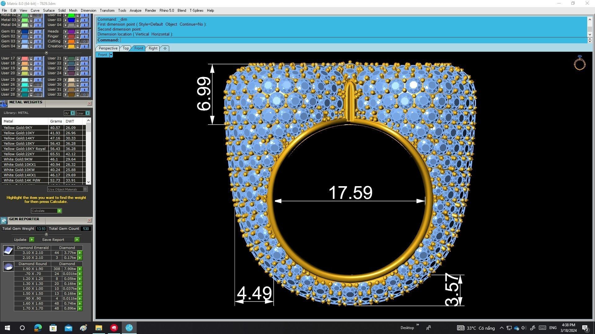 A7829 Luxury Hip Hop Heart Ring 3D print model_6