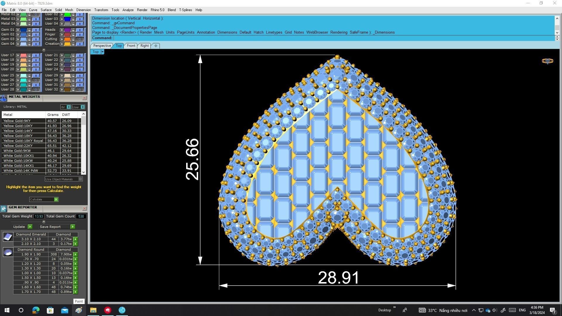 A7829 Luxury Hip Hop Heart Ring 3D print model_5