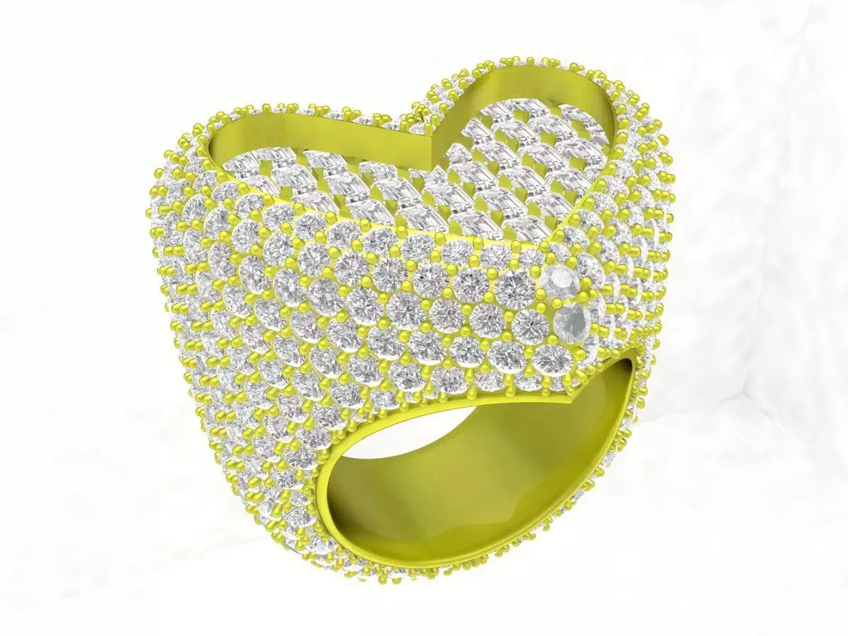 A7829 Luxury Hip Hop Heart Ring 3D print model_0