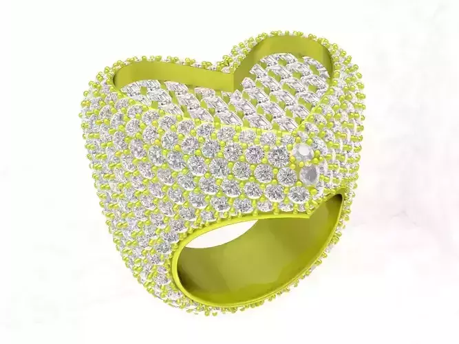 A7829 Luxury Hip Hop Heart Ring