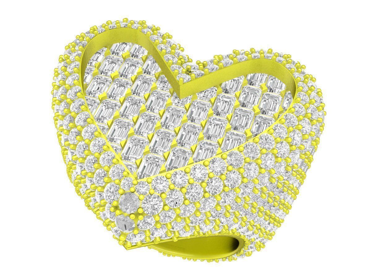 A7829 Luxury Hip Hop Heart Ring 3D print model_1
