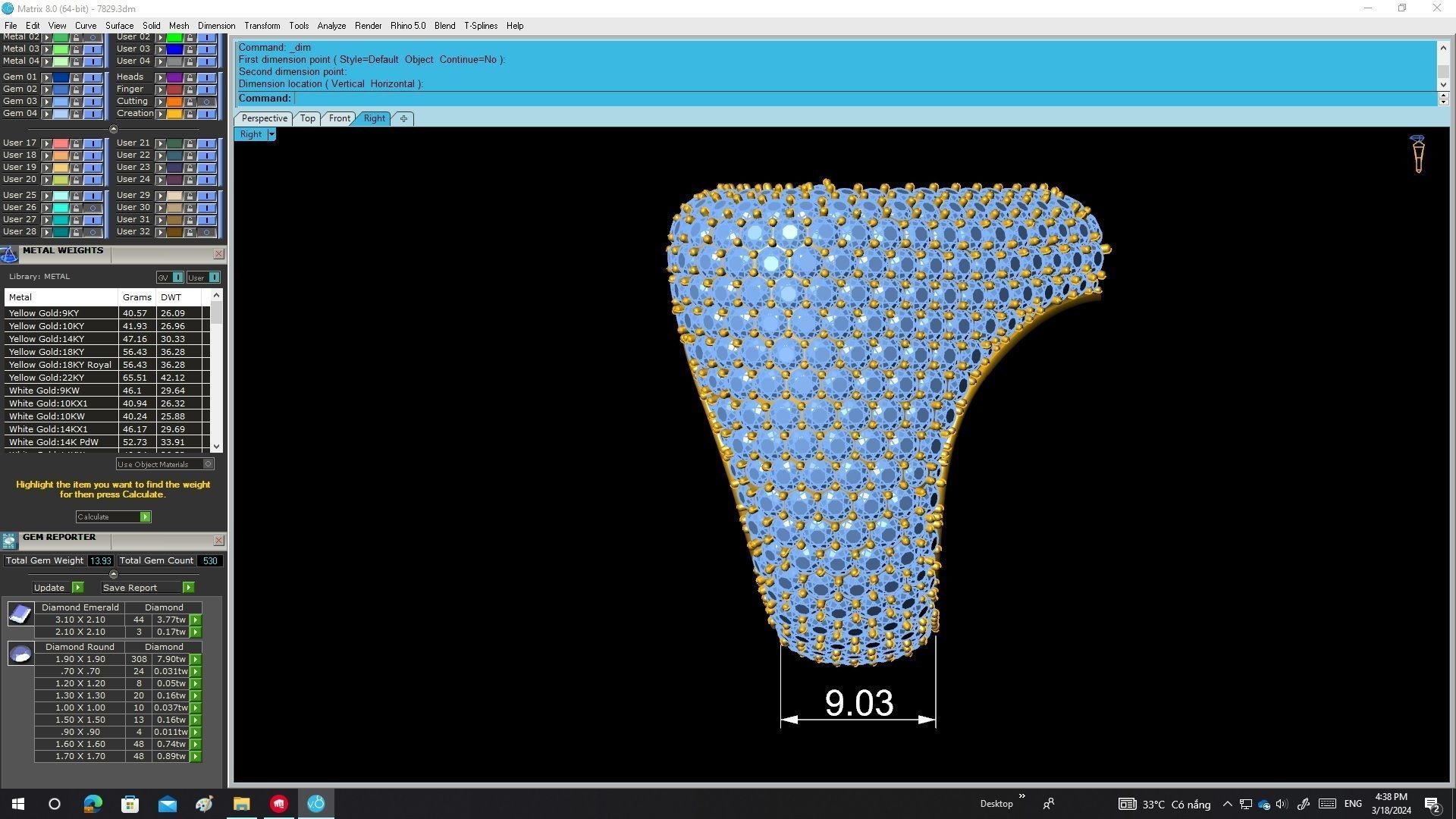 A7829 Luxury Hip Hop Heart Ring 3D print model_7