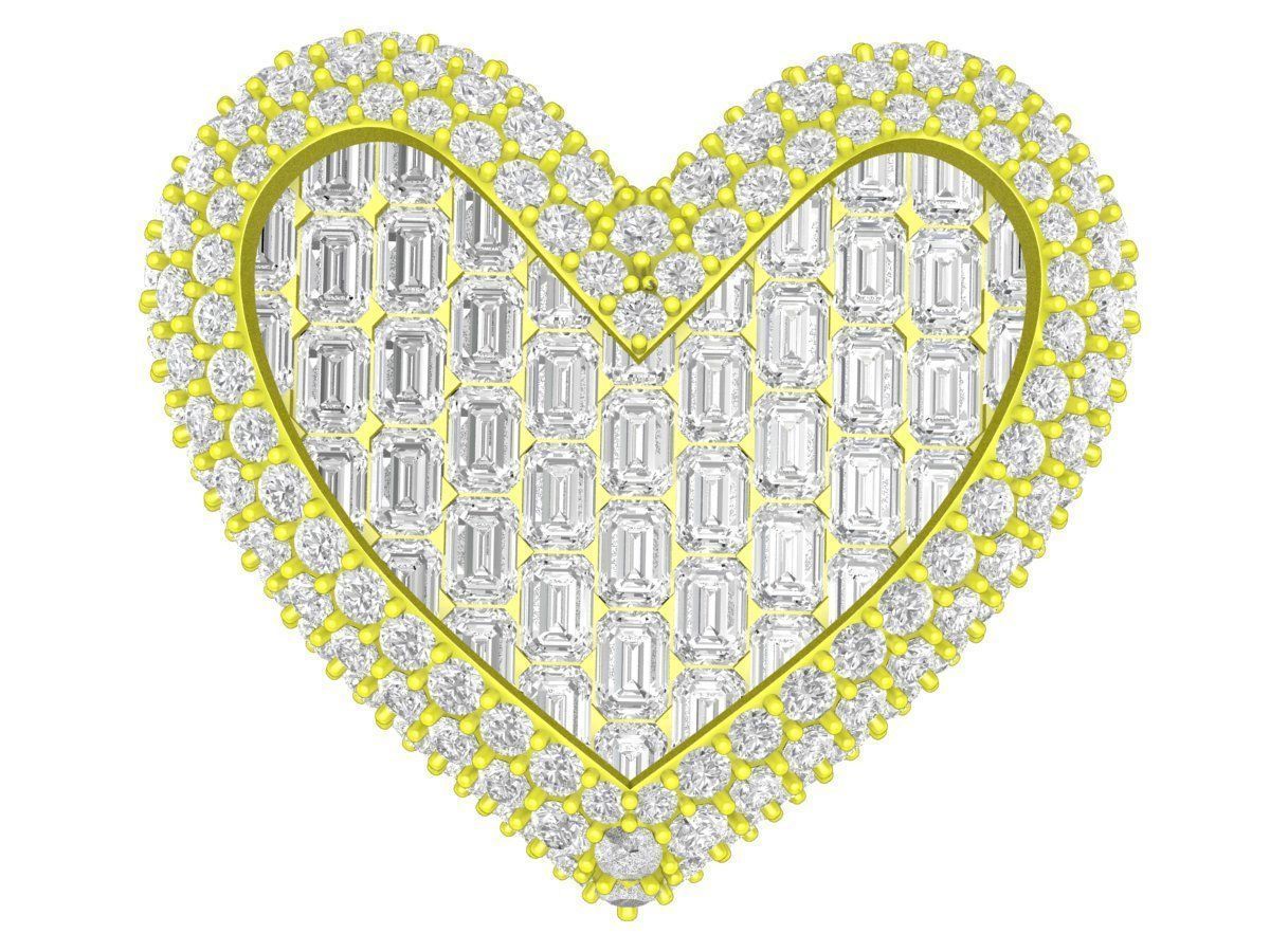 A7829 Luxury Hip Hop Heart Ring 3D print model_2