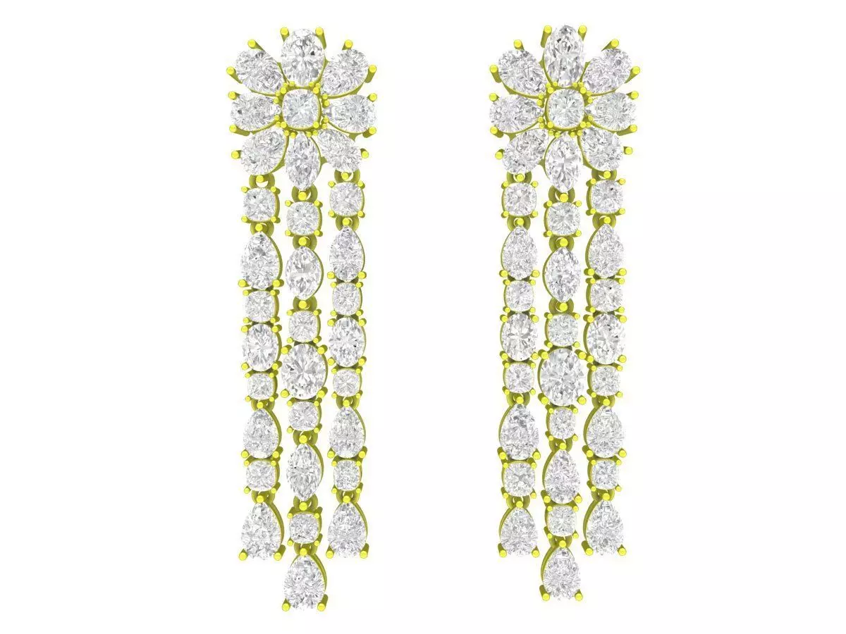A7826 Luxury Diamond Women Earrings 3D print model