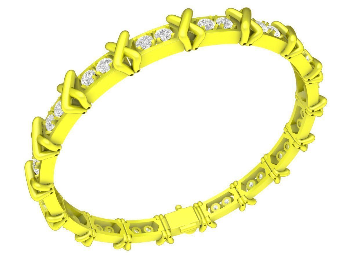 A7825 Luxury Diamond X Women Bangle Bracelets 3D print model_4