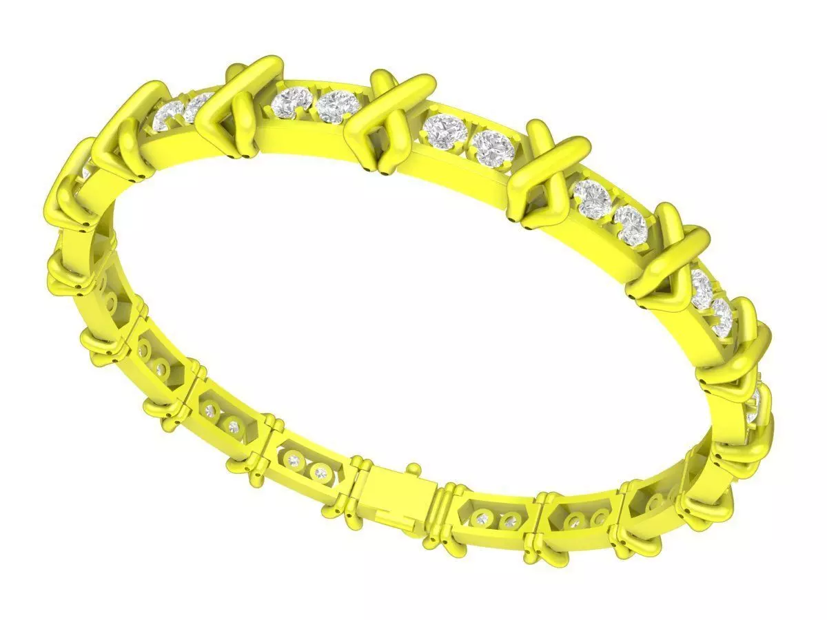 A7825 Luxury Diamond X Women Bangle Bracelets 3D print model_0