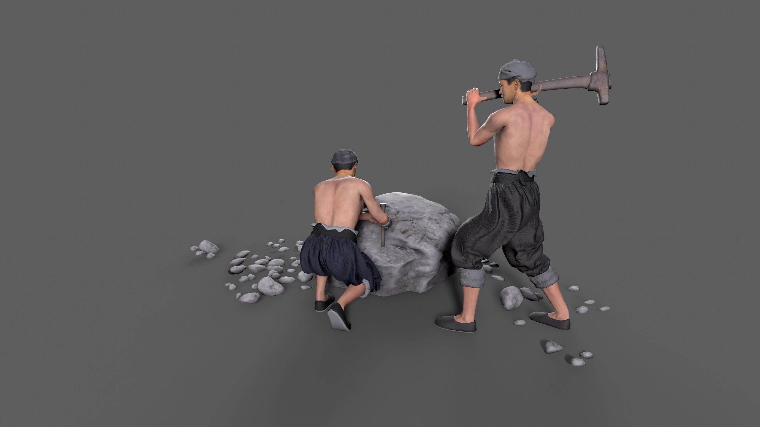 construction worker Low-poly 3D model_3