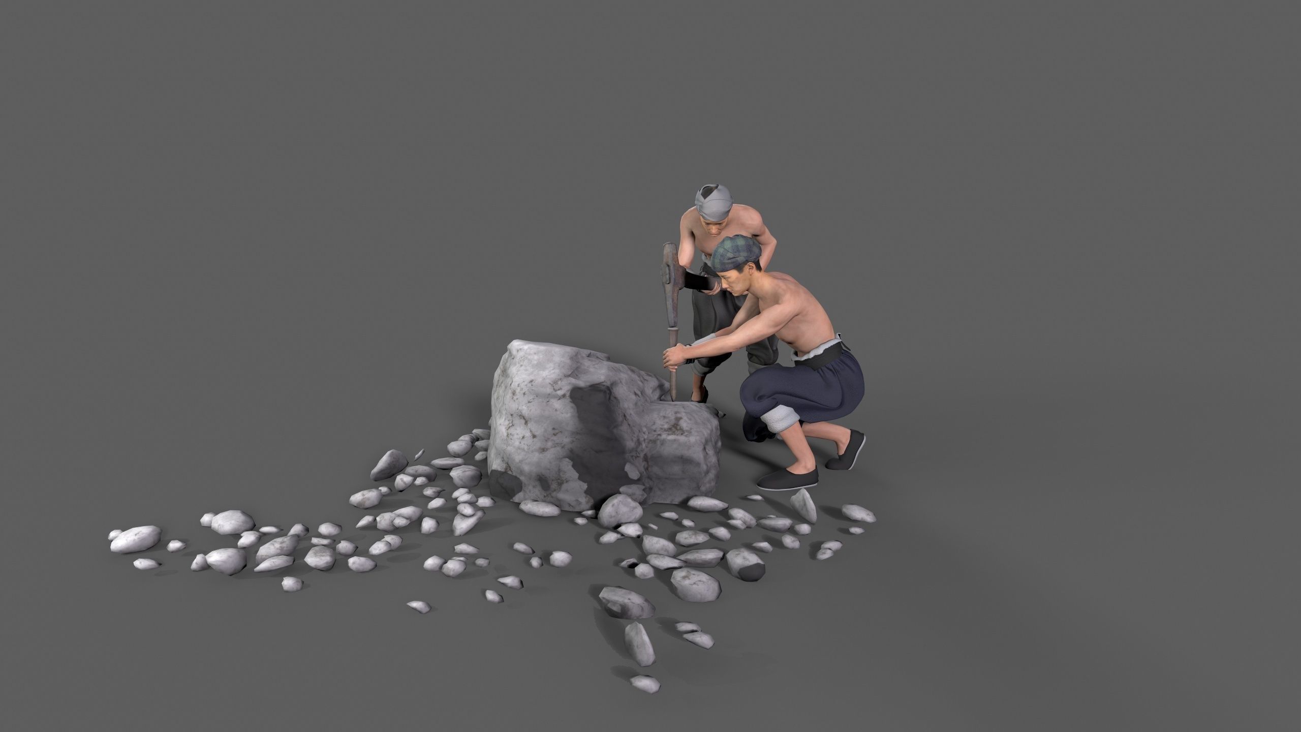 construction worker Low-poly 3D model_5