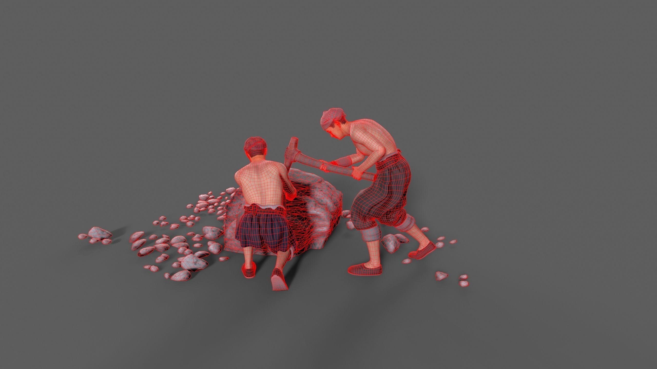 construction worker Low-poly 3D model_8